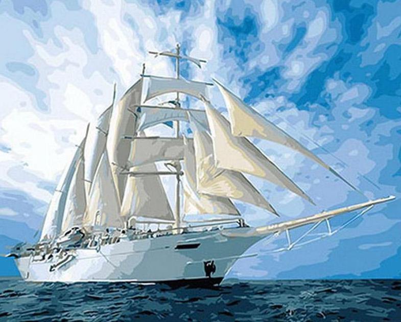 Cloudy Sky & Ship Paint by Numbers