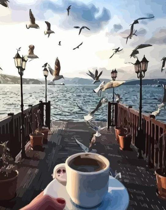 Coffee & Birds Paint by Numbers