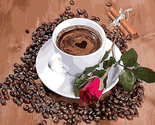 Coffee & Rose Paint by Numbers