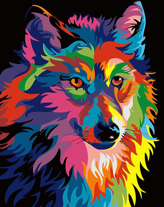 Colorful Wolf Paint by Numbers
