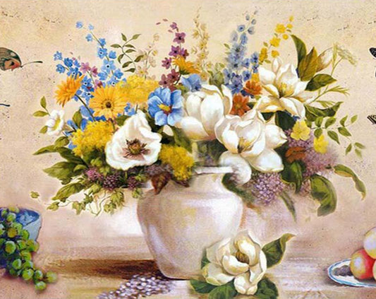 Colorful Floral Vase Paint by Numbers