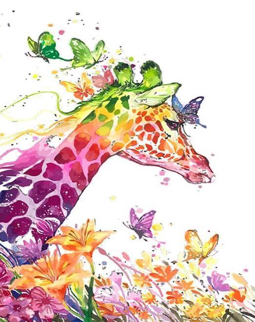 Colorful Giraffe & Flowers Painting Kit