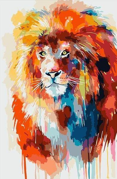 Lion with Big Hair Paint by Numbers