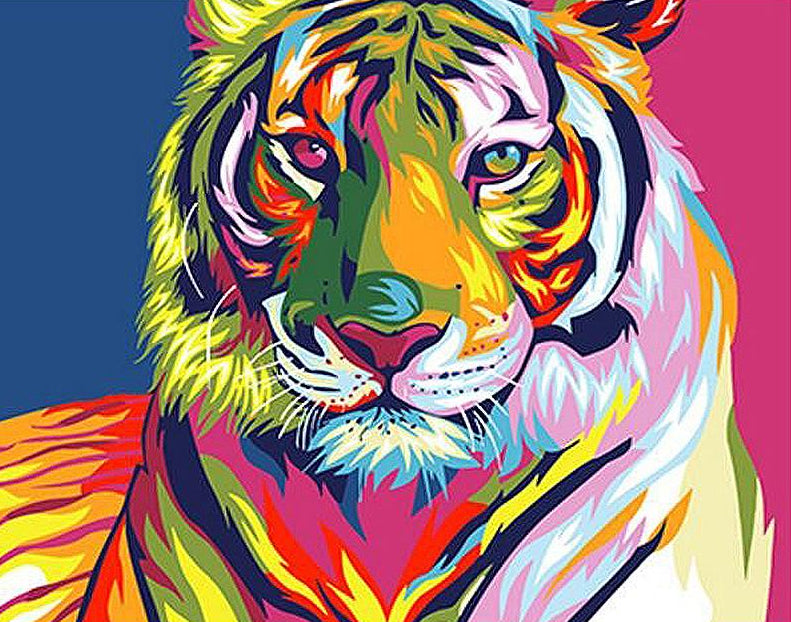 6 Pack Animal Paint by Numbers for Adults,Tiger Paint by Numbers Kit for  Adults Beginner,Acrylic Easy Owl Paint by Number,DIY Watercolor Paint by