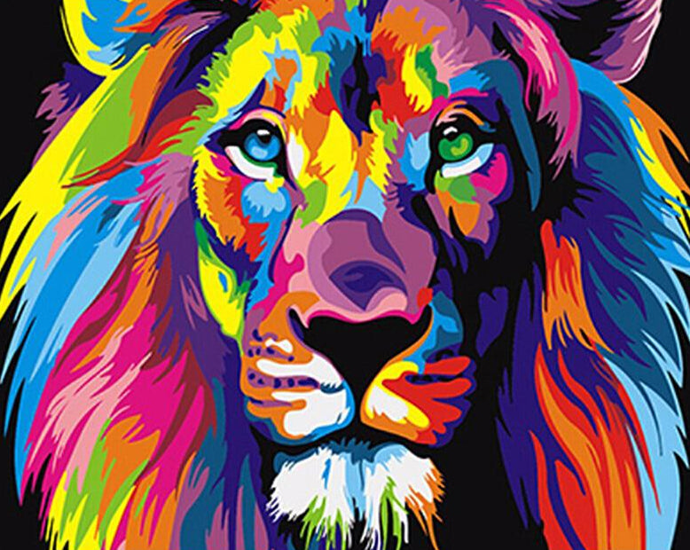Colorful Lion Art Kit - Paint by Numbers Home