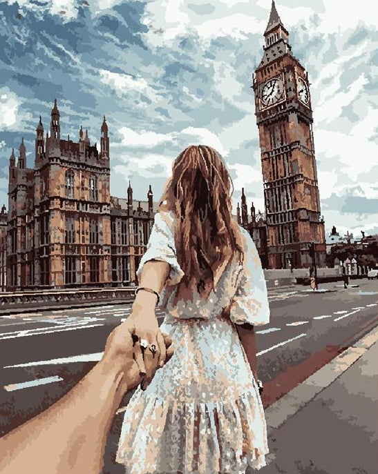 Couple on London Street Paint by Numbers