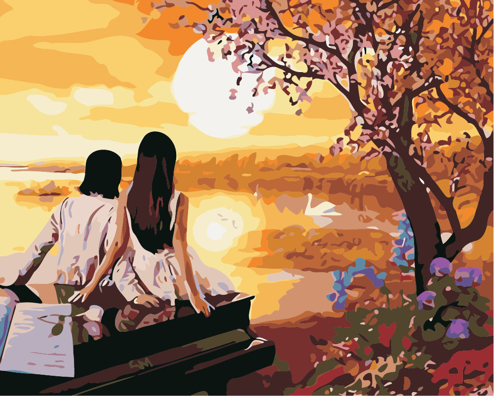 Couple & Sunset Paint by Numbers