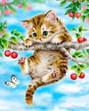 Kitten Hanging on Tree Paint by Numbers