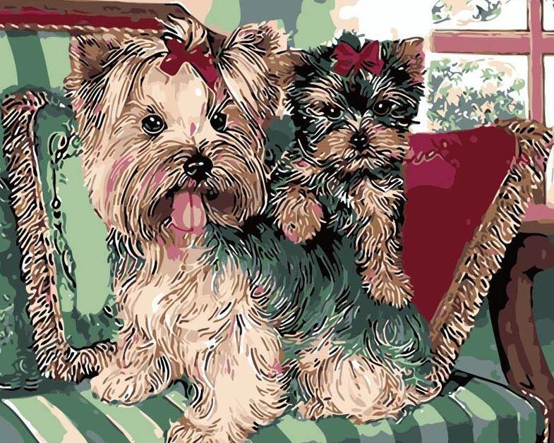 Cute Puppies Painting by Numbers