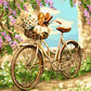 Daisy Basket on Bicycle Paint by Numbers
