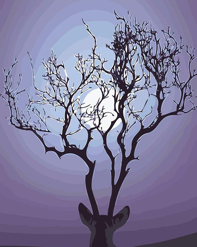 Deer Antlers Fantasy Tree Paint by Numbers
