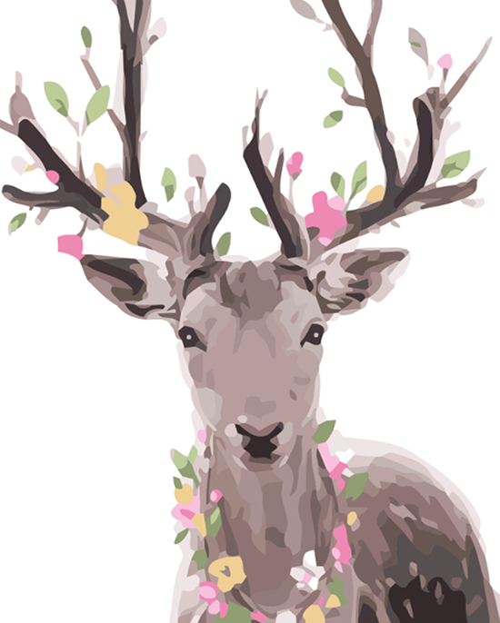 Deer & Flowers Paint by Numbers