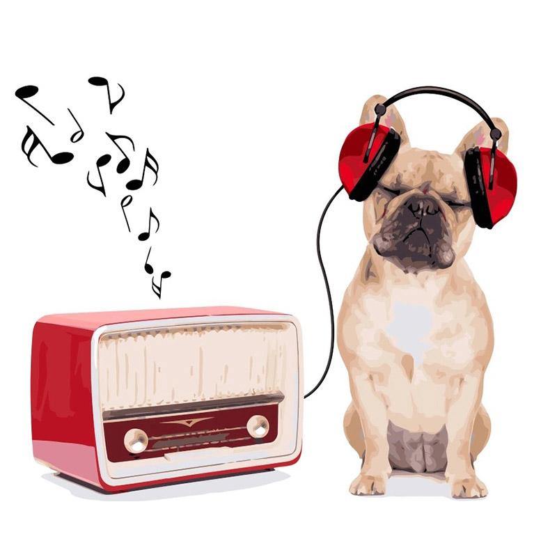 Dog Listening Music Paint by Numbers