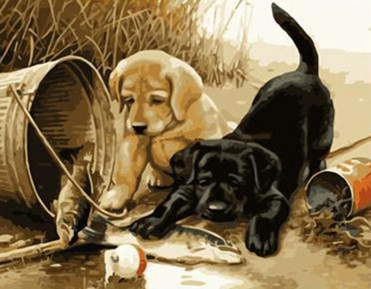 Dogs & Fish Painting by Numbers
