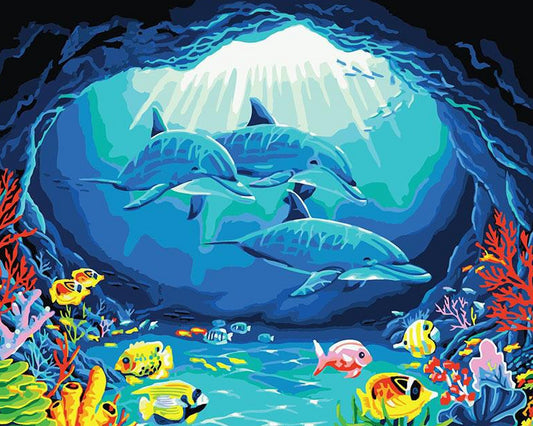 Dolphins & Fish Paint by Numbers