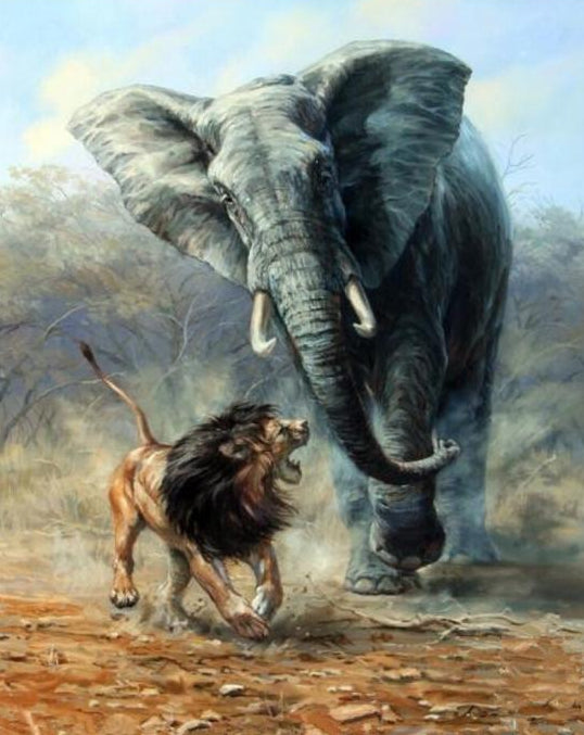 Elephant & Lion Paint by Numbers