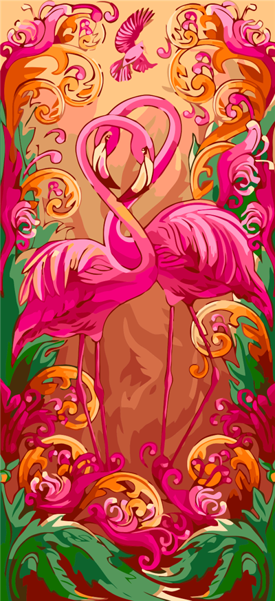 Flamingos Fantasy Paint by Numbers