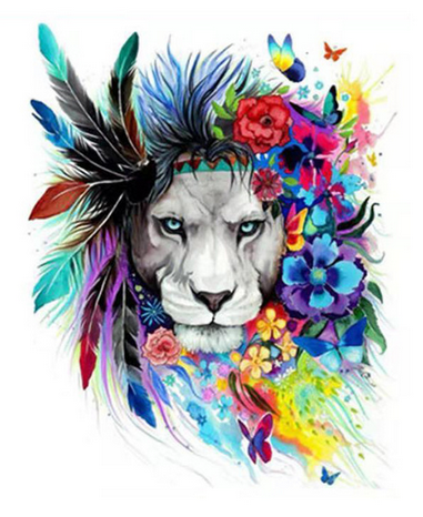 Floral Lion Art Paint by Numbers
