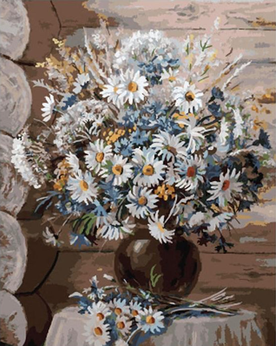 Daisies in Flowerpot Paint by Numbers