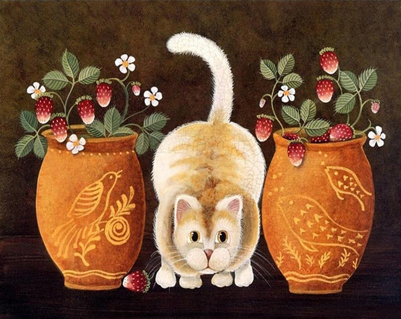 Flower Pots & Cat Paint by Numbers