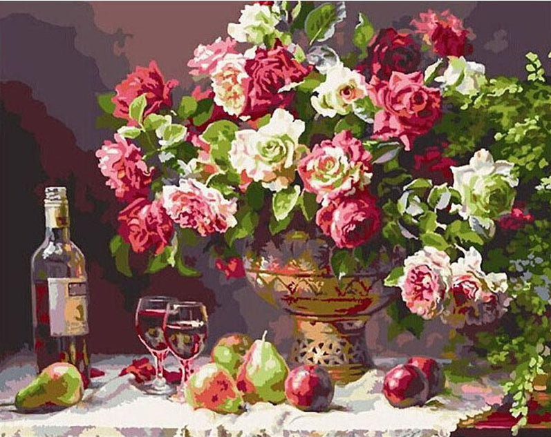  Fruits & Wine Glasses Paint by Numbers