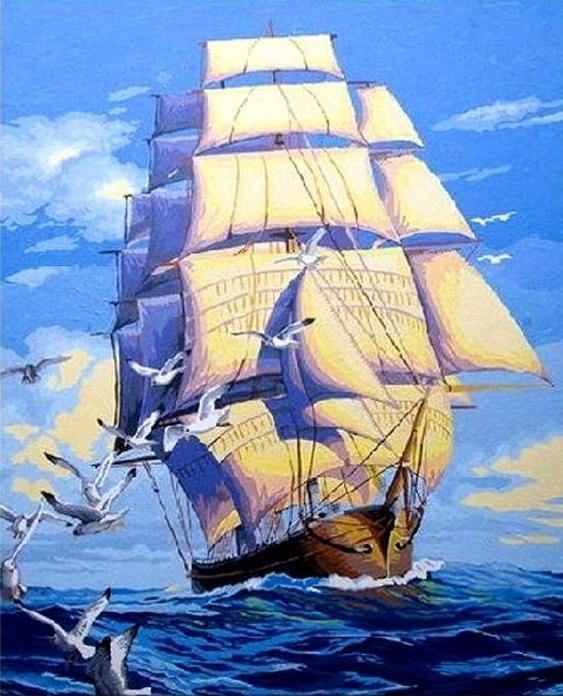 Pelicans & Ship Paint by Numbers