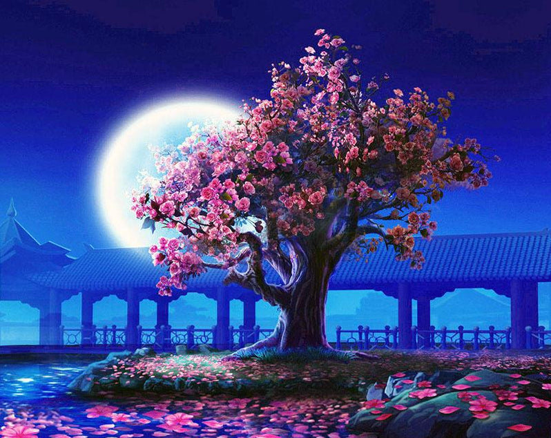 Pink Tree Paint by Numbers