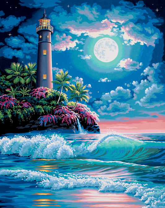 Full Moon & Sea Waves Paint by Numbers