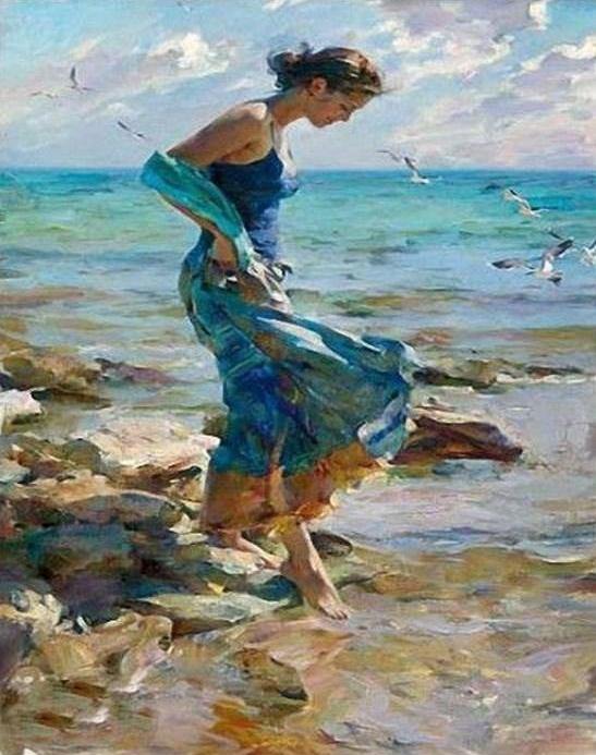 Girl at the Beach Painting by Numbers