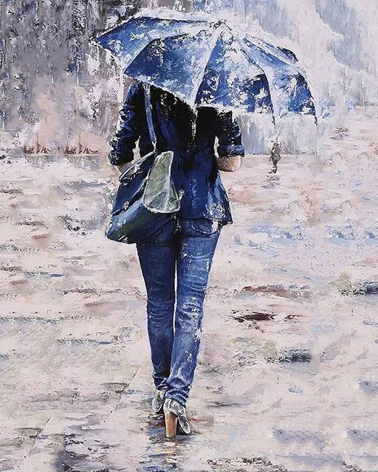 Girl in Rain Painting by Numbers