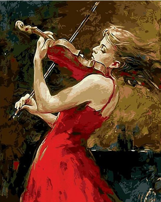 Girl in Red Paint by Numbers