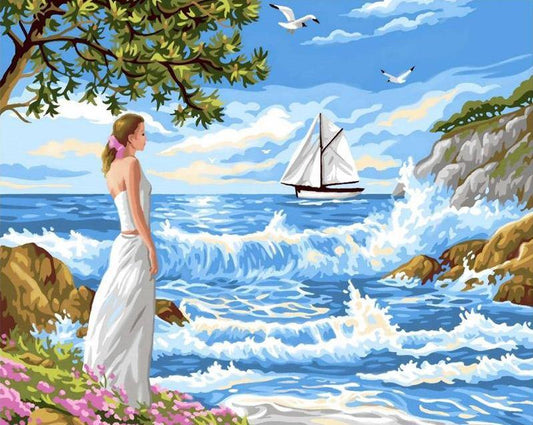 Girl on Seaside Paint by Numbers