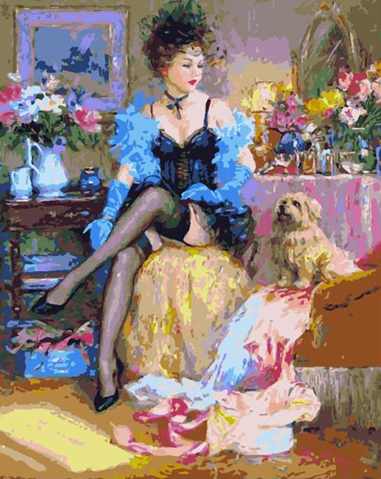  Lady with Puppy Paint by Numbers