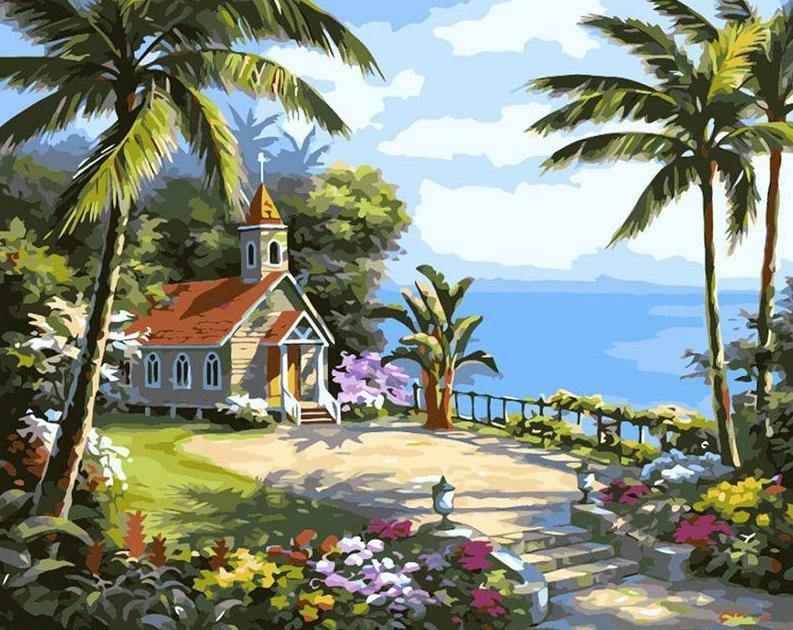 Island Chapel Paint by Numbers