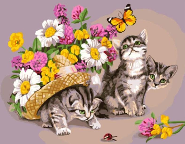 Kittens & Flowers Paint by Numbers