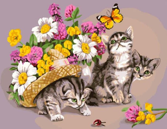 Kittens & Flowers Paint by Numbers