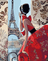 Lady &amp; Eiffel Tower Paint by Numbers