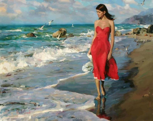 Lady on Beach Paint by Numbers