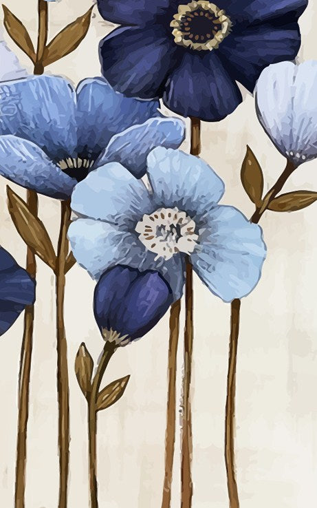 Laminas with Blue Flowers