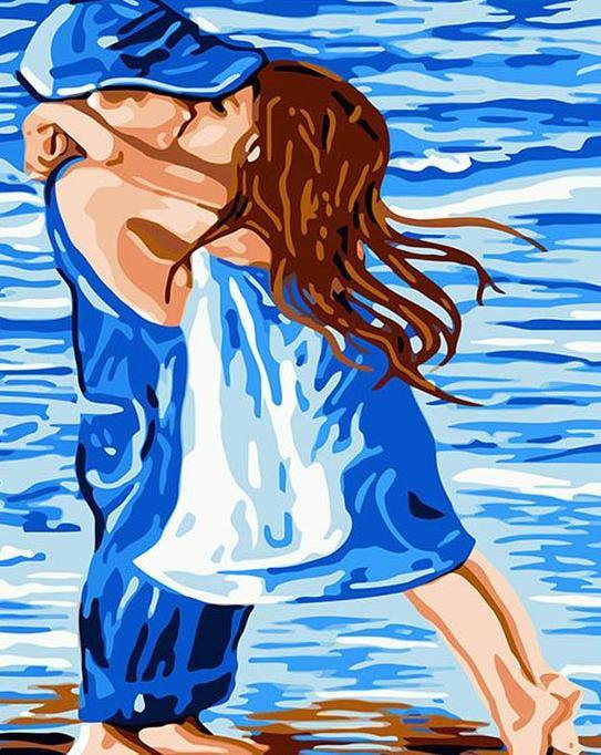 Little Kids Kissing Painting by Numbers