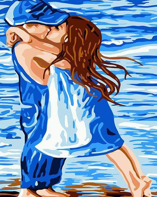 Little Kids Kissing Painting by Numbers