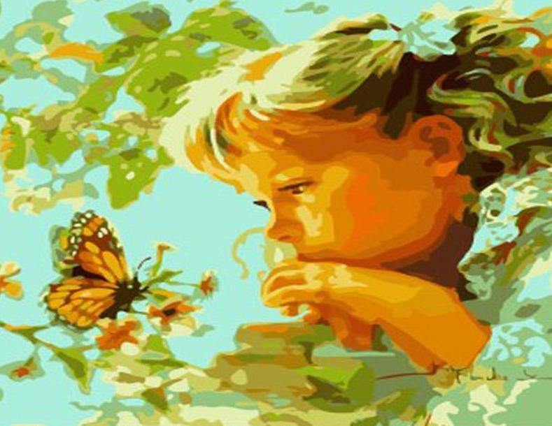 Little Girl & Butterfly Paint by Numbers