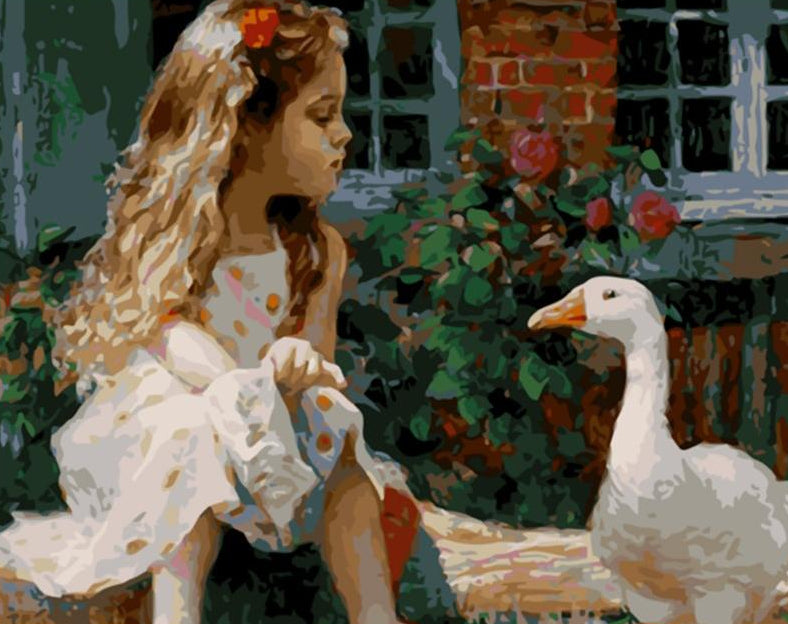  Girl &  Duck Paint by Numbers