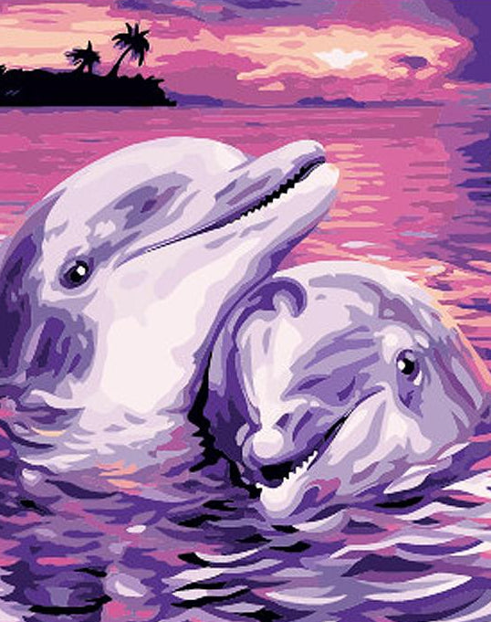 Dolphins Pair Paint by Numbers