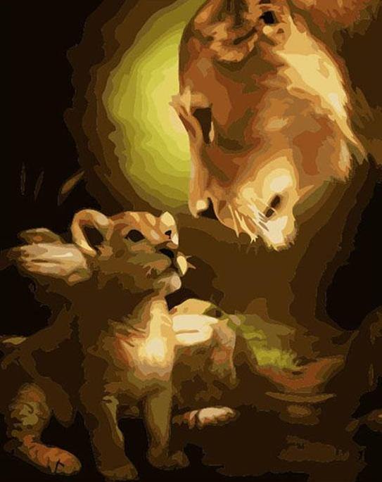 Mom & Baby Lion Paint by Numbers