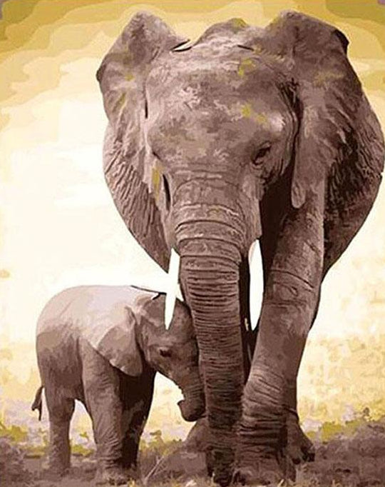Elephant with Baby Paint by Numbers