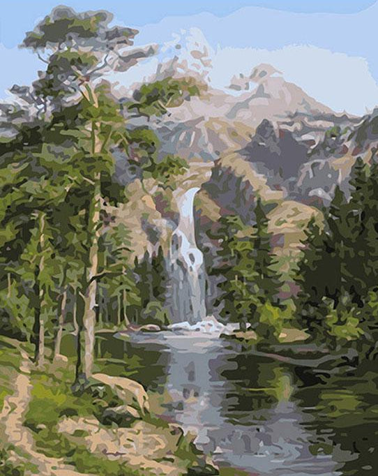 Mountain Waterfall Paint by Numbers