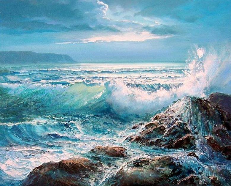 Ocean Waves & Rocks Paint by Numbers