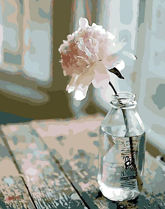 Peony Flower in Glass Bottle - Paint by Numbers Home