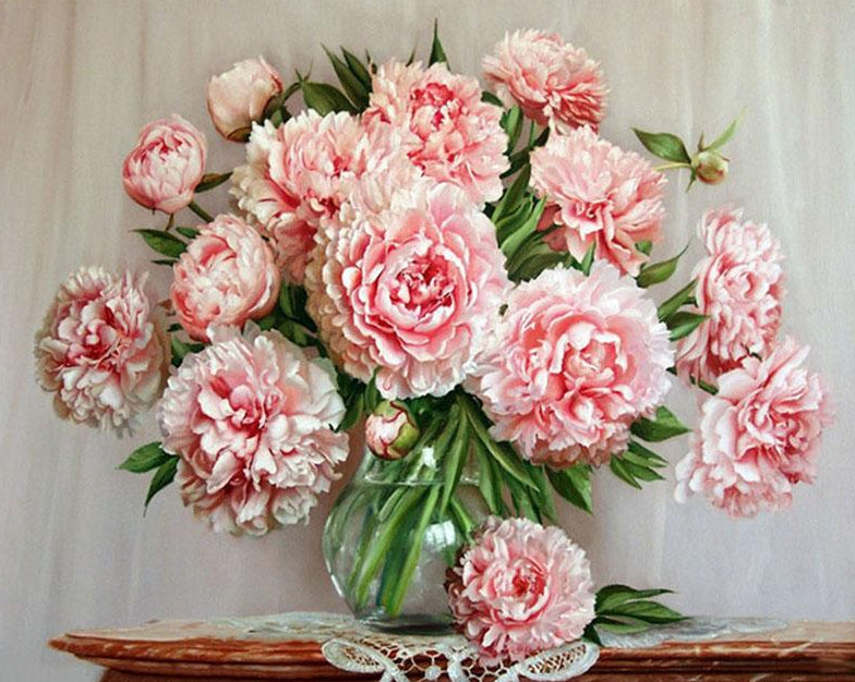 Pink Peonies Paint by Numbers
